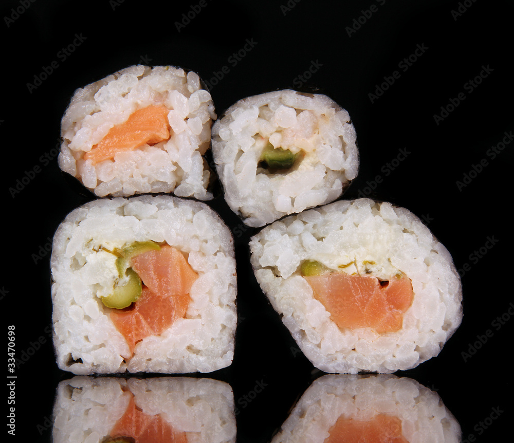 sushi rolls isolated on black sushi rolls isolated on black