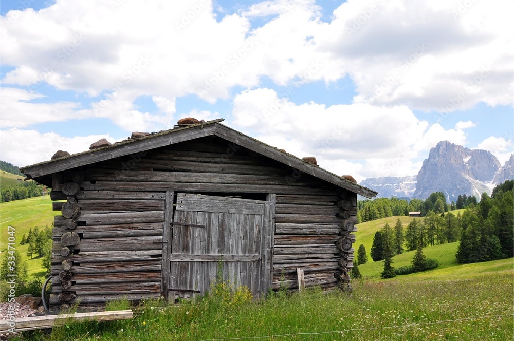 Fototapeta premium Hütte auf der Seiser Alm