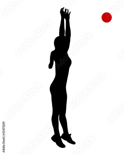 Frau fängt Ball