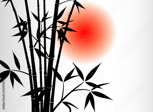 Bamboo background and sun, vector