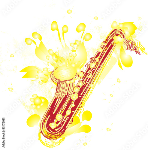 Sticker Abstract Sketchy Sax