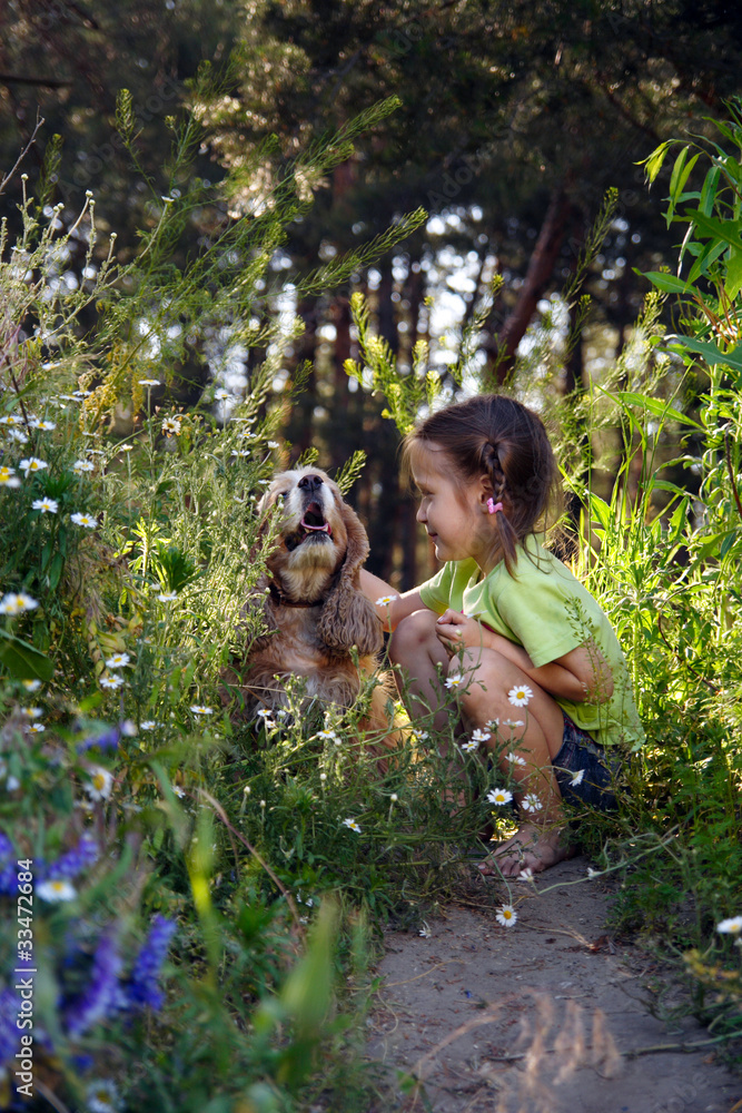 Obraz premium girl and the dog