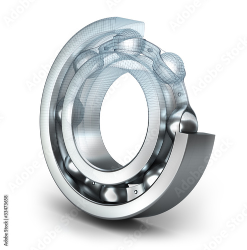 Detailed bearing design, isolated on white photo