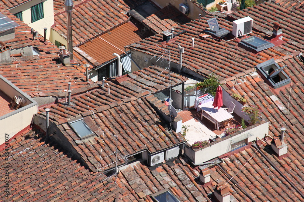 Terrasse sur le toit d'un immeuble à Florence, Italie