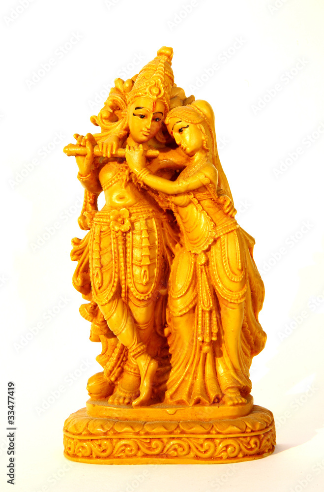 Statuette Krishna and Radha on white background Statuette Krishna and Radha on white background