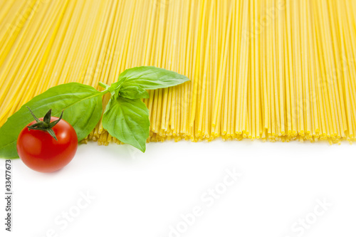 Italian cooking /spaghetti with tomatoes and basil / isolated on