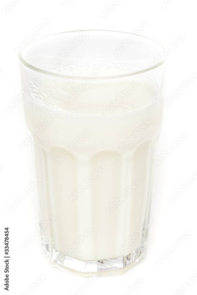 White milk in a clear glass White milk in a clear glass
