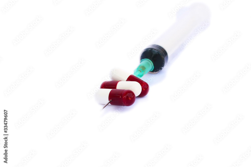Medical pills and syringe Medical pills and syringe