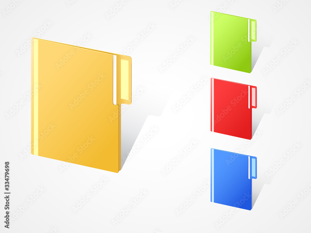 set of multicolored full closed folders with textfield set of multicolored full closed folders with textfield