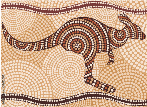 kangaroo (painting in the Aboriginal style, abstract ) photo