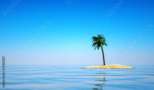 Fototapeta Naklejka Na Ścianę i Meble -  Einsame Insel mit Palme