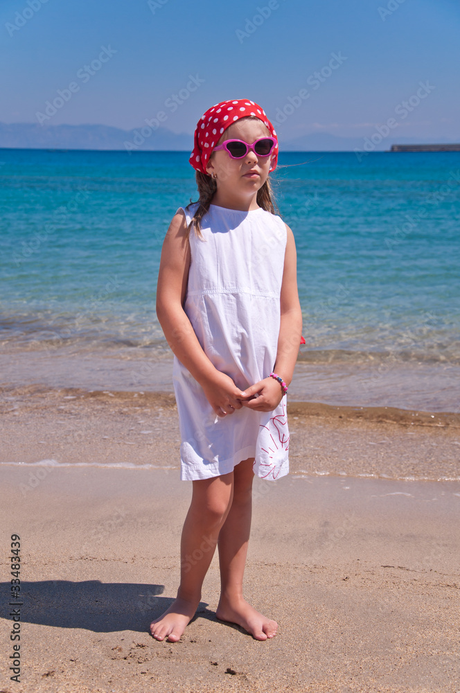 girl in white dress on the beach girl in white dress on the beach