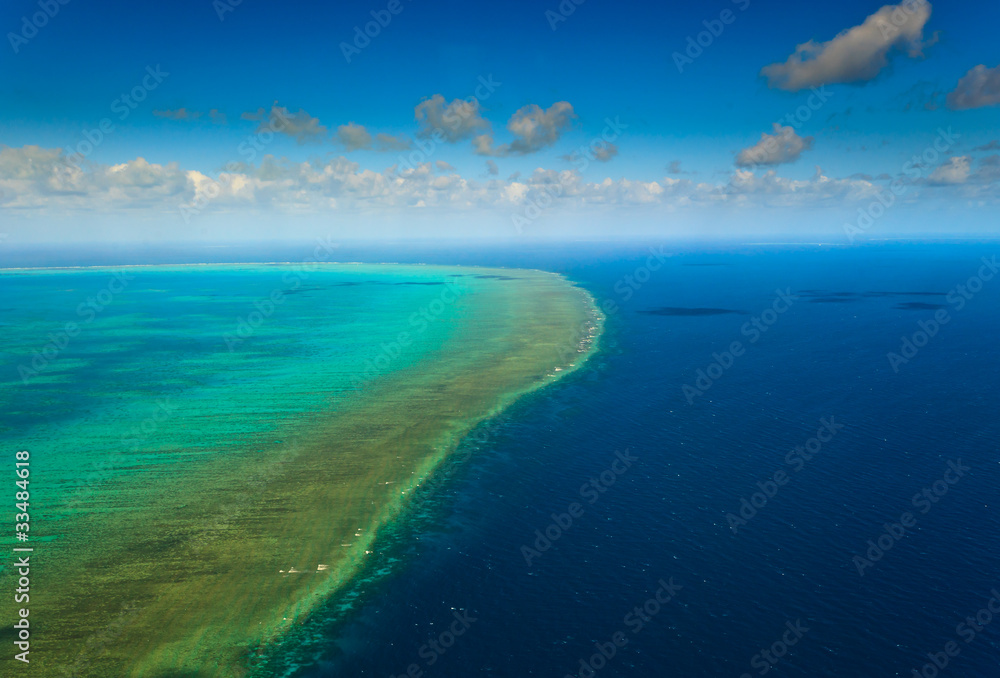 Aerial View of  the Great Barrier Reef Australia
