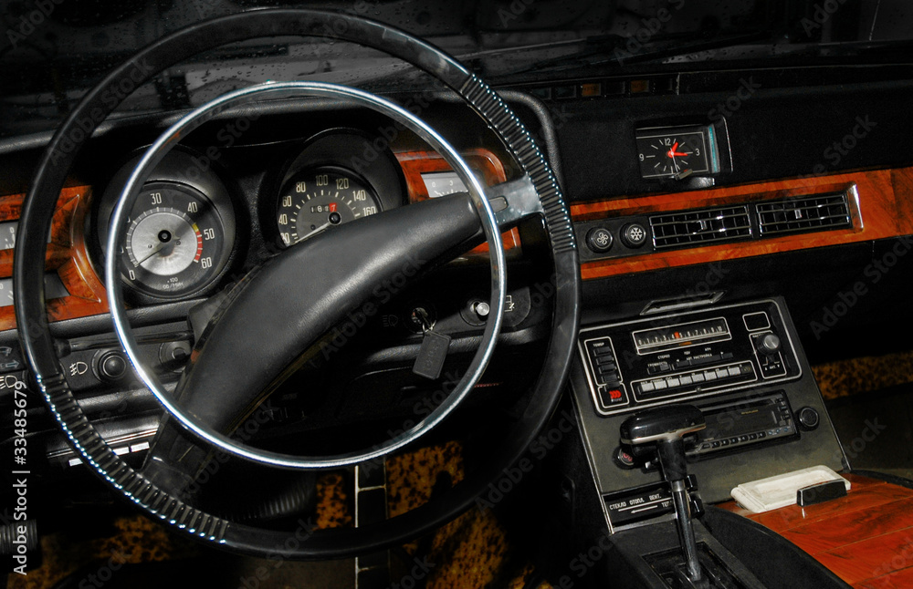 interior of a retro styled car