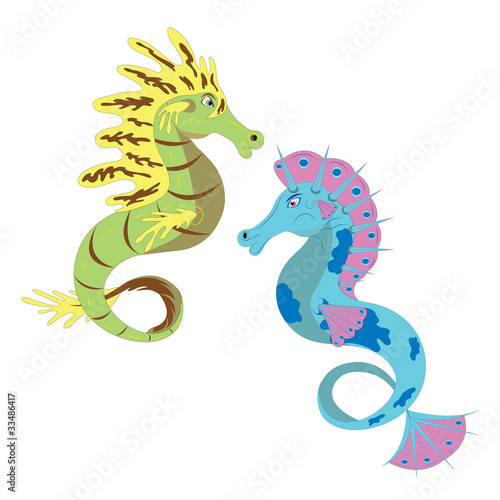 Two sea horses.