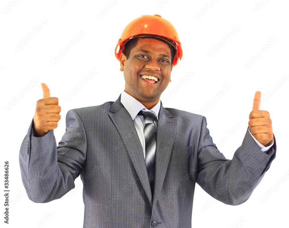 A male construction worker a job site. A male construction worker a job site.