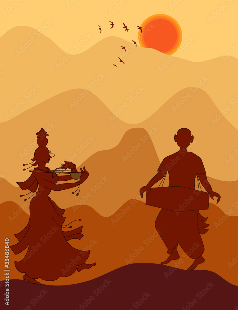 Fototapeta premium Shadow art Music Playing and Dancing in Sunset