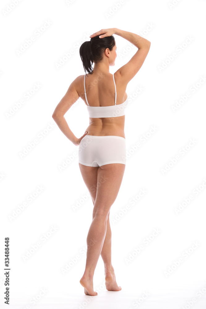 Back of beautiful woman with toned fit body Stock Photo
