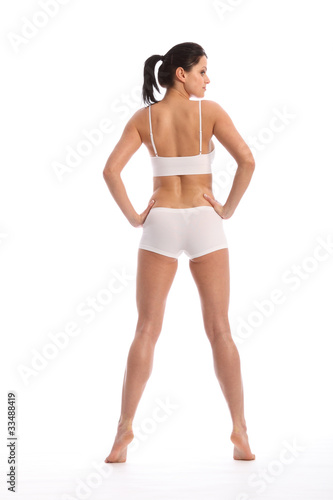 Rear view beautiful woman in sports lingerie