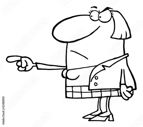 Outlined Angry Lady Pointing The Blame