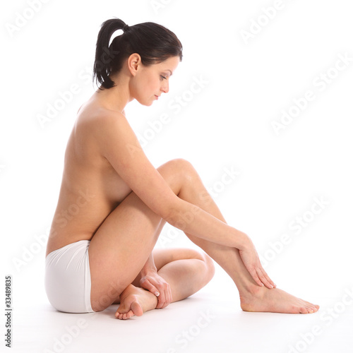 Sexy healthy semi nude body of fit young woman