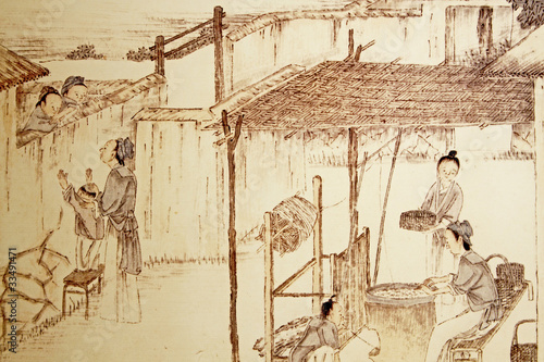 Photography Old illustration of Chinese immigrants in Guadalupe.