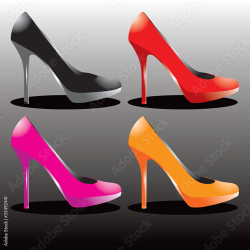 Various colored high heel shoes