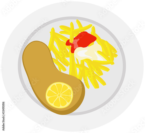 Pommes  mit schnitzel