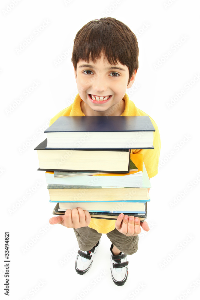 Back to School Boy Child with Text Books Back to School Boy Child with Text Books