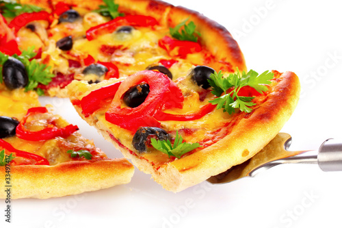 Tasty pizza isolated on white