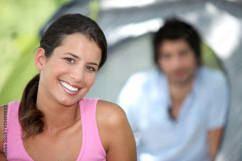 Fototapeta premium Young couple camping