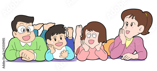 寝転ぶ4人