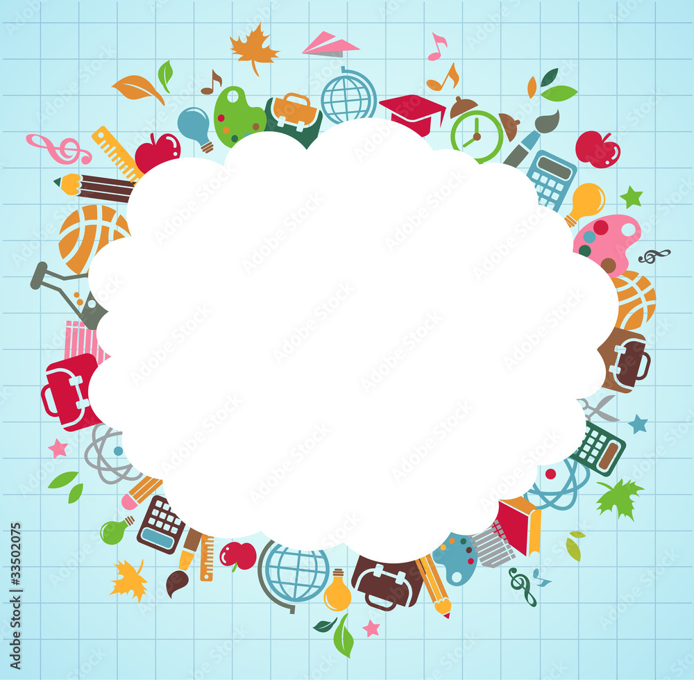 Fototapeta premium back to school - background with education icons