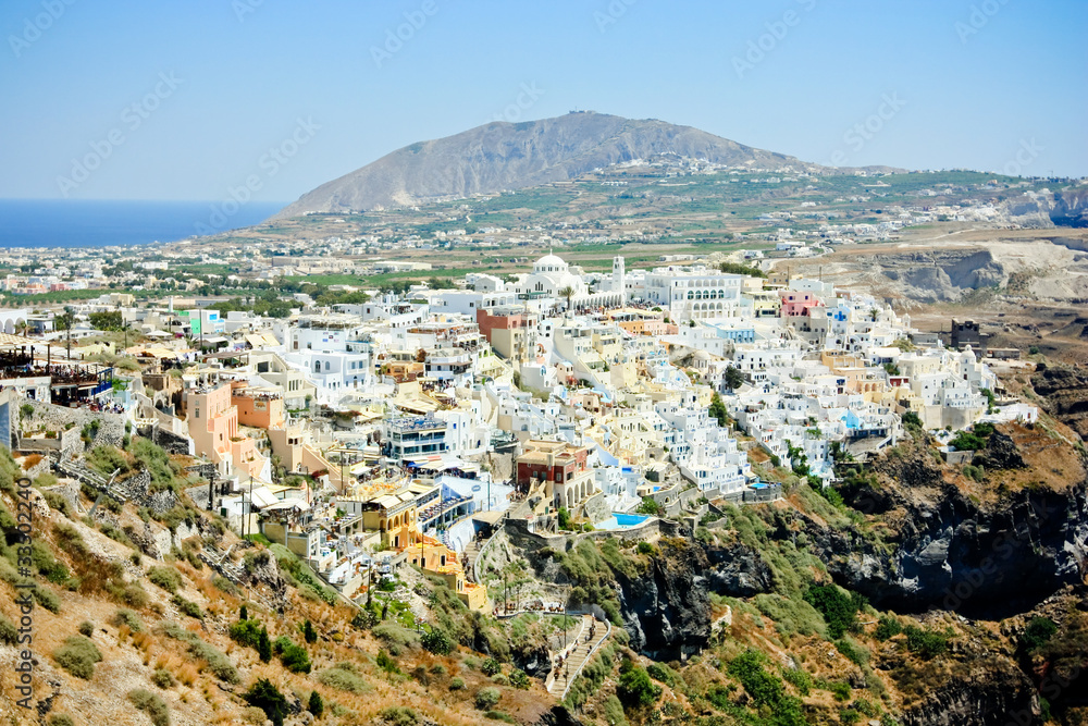 the view over the village of Fira, capital of Santorini island