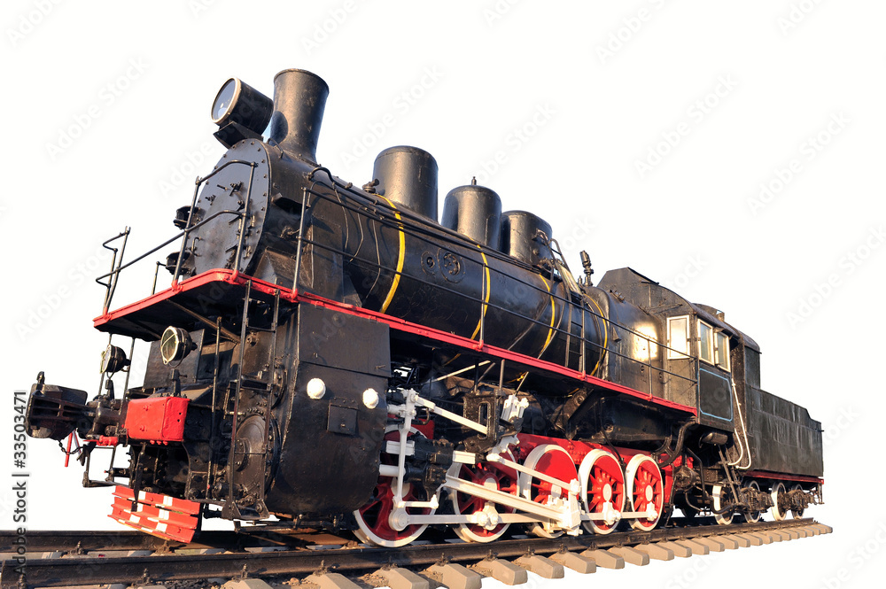 Fototapeta premium Old locomotive isolated