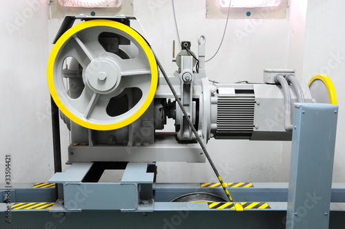 motor driven elevator in the engine room