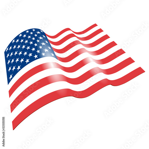 Flag of the United States, fluttered in the wind. (Vector image)