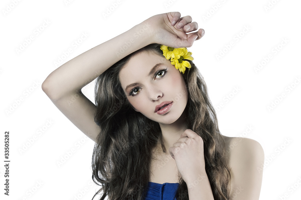Obraz premium fresh girl with yellow flower