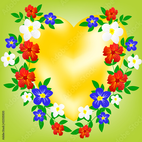 Symbol heart in encirclement flower