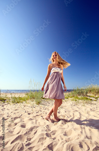 woman on a beach.
