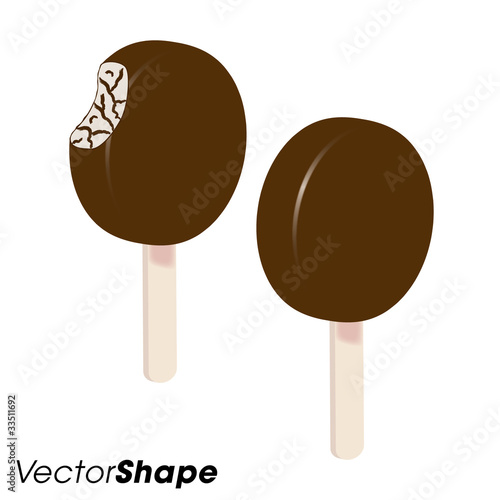 Chocolate rounded ice cream on a stick