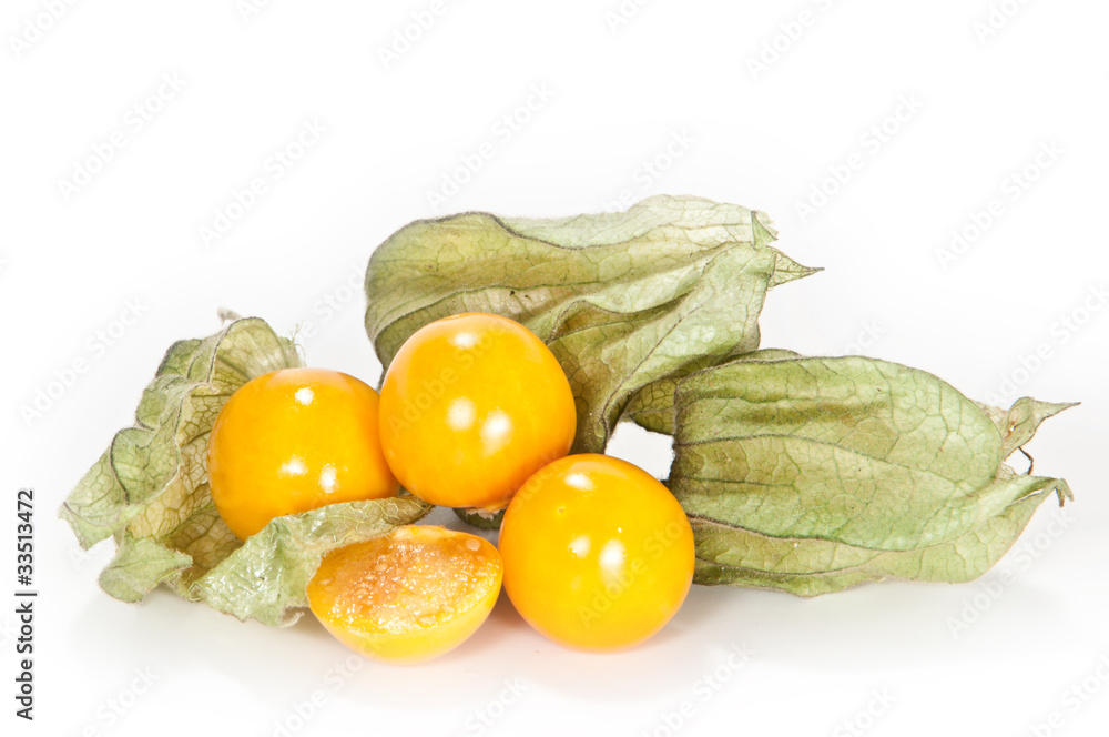 Physalis Früchte Isoliert auf weißem Hintergrund Physalis Früchte Isoliert auf weißem Hintergrund