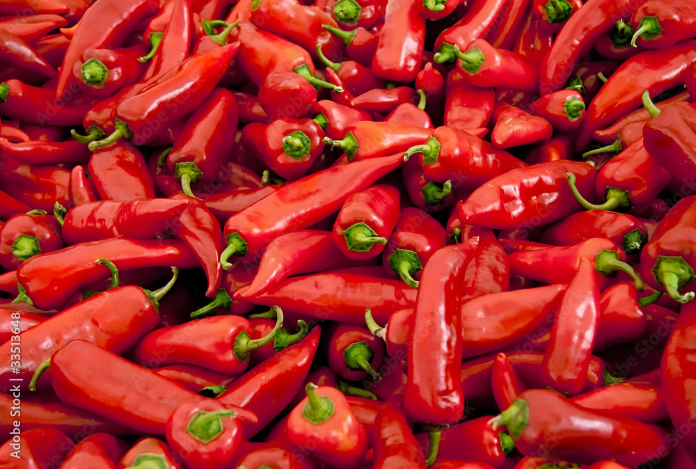 Heap Of Ripe Big Red Peppers