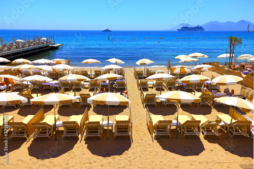 Beautiful beach in Cannes, France photo