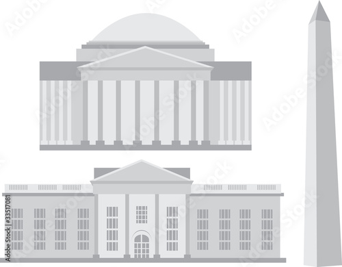 Famous landmarks in Washington, DC - vector photo