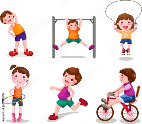 set of activity kids playing