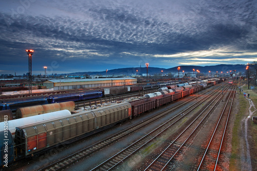Photography Freight Station with trains