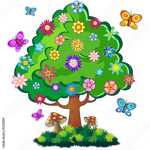 Albero Primavera-Springtime Tree-Vector