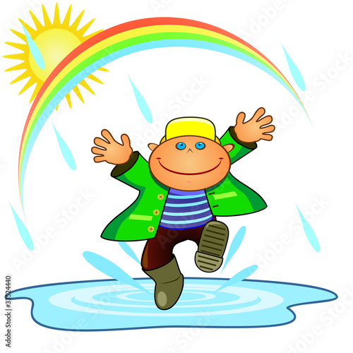 Boy and rain