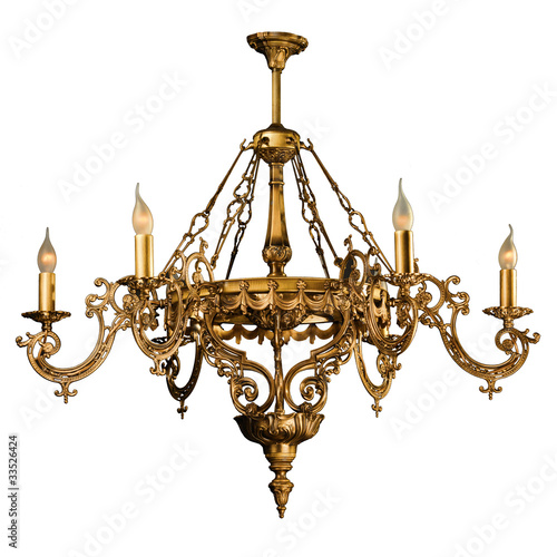 chandelier in vintage style isolated on white